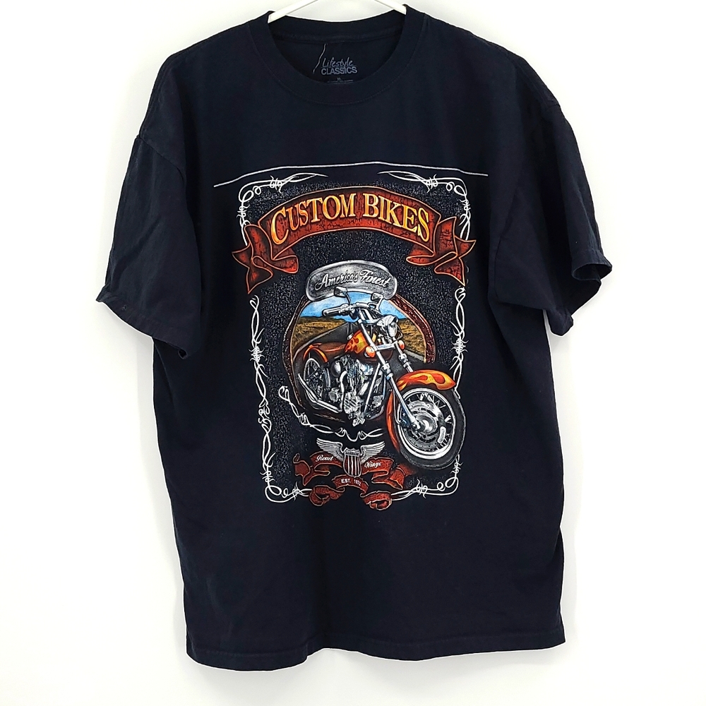 Lifestyle classics XL black custom Bikes American finest motorcycle crewneck tee